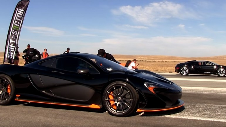 Bugatti Veyron versus McLaren P1: Drag Race Video