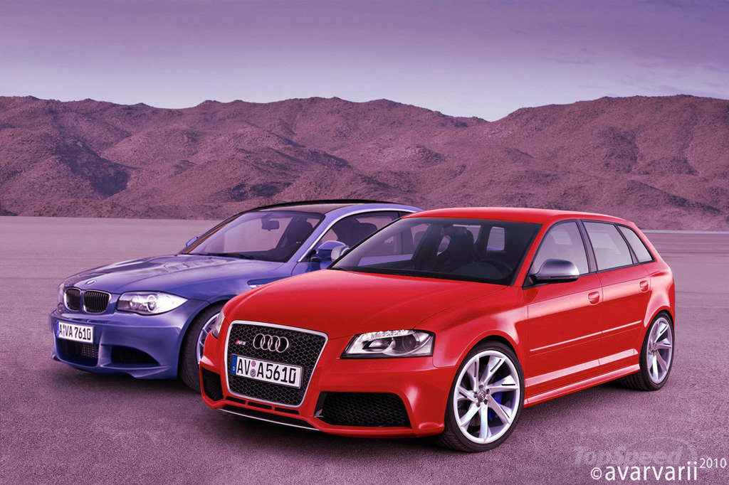 Comparison Preview Renderings: BMW 1 Series M Coupe vs. Audi RS3